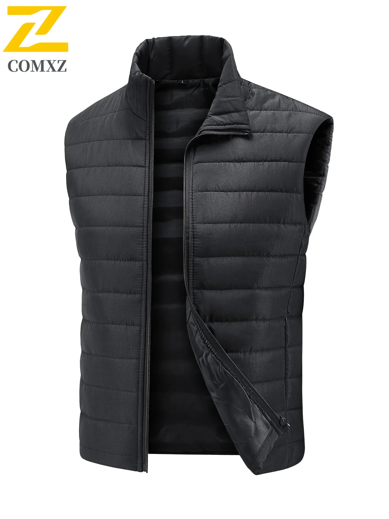 

2025 Stand Up Collar Men Vest Solid Color Cotton Insulation Warm Sleeveless Coat Outdoor Casual Korean Version Handsome Men Vest