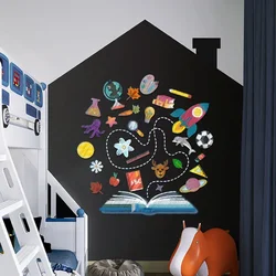 Pegatinas de pared de 45x150CM para habitación de niños, pizarra de vinilo, pegatinas de pizarra, pintura de tiza, pared