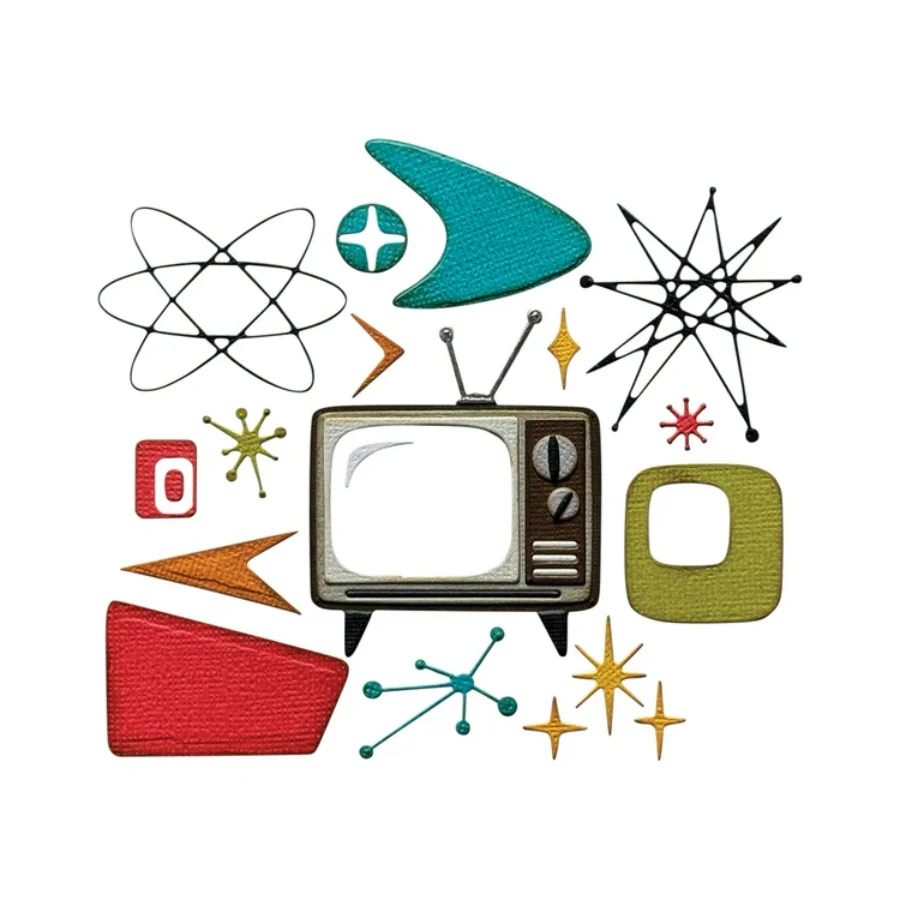 New Arrival Atomic Elements Retro TV Shiny Decorations Metal Cutting Dies for DIY Scrapbooking Card Making Stencils Photo Albums