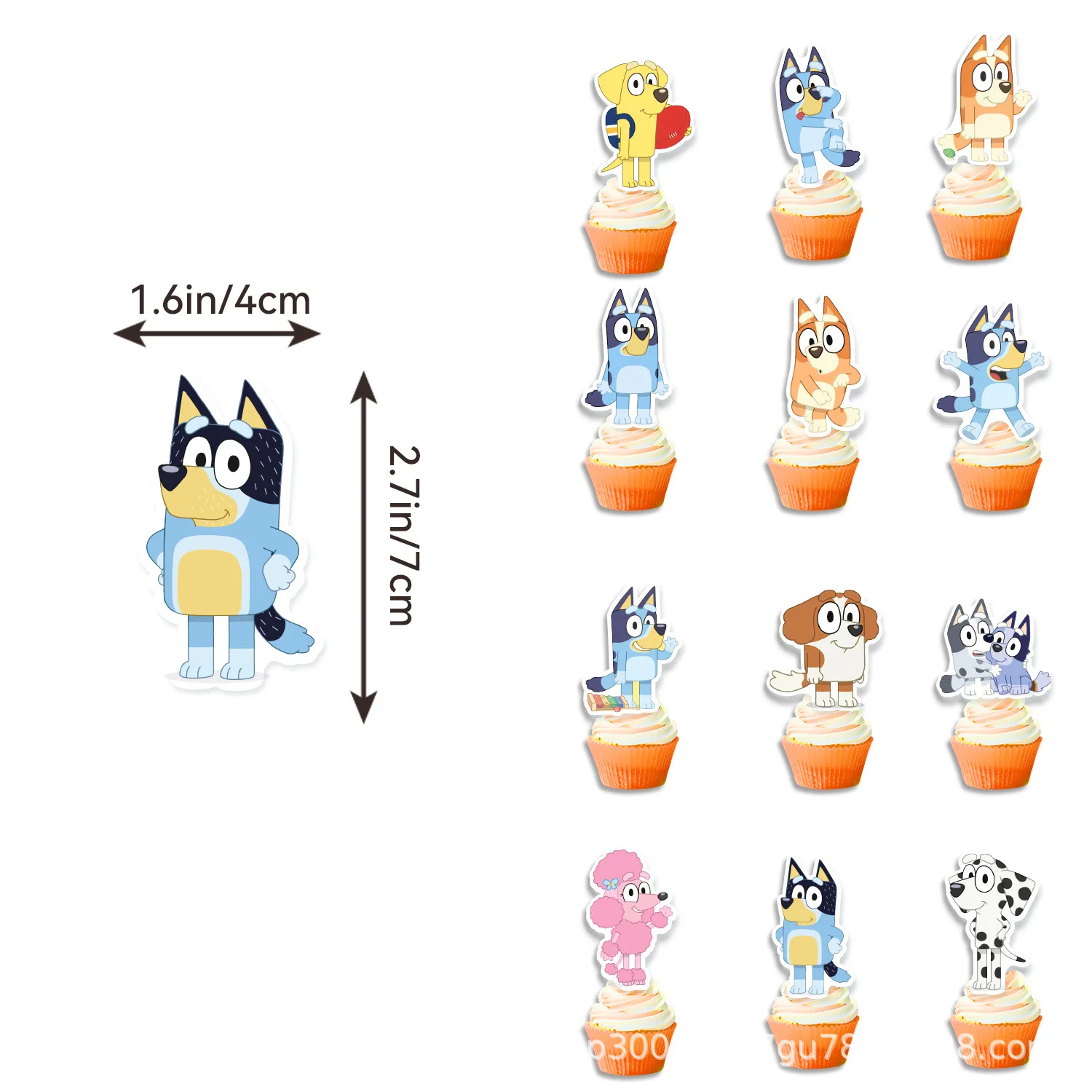 Cartoon Bluey family Dog Birthday Party Supply Disposable Banner Cake Topper Hanging Flag Balloons Set Birthday Decorations