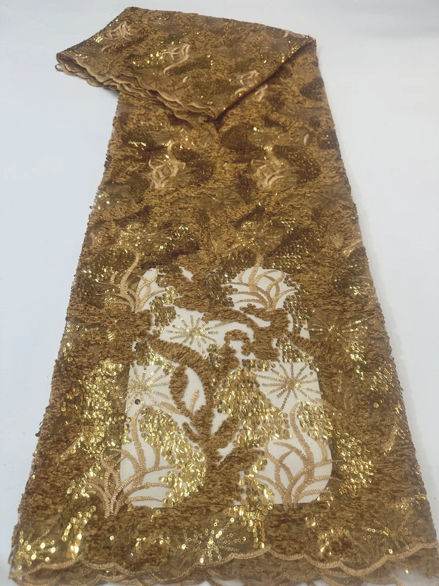 

Новый дизайн, французская кружевная ткань с золотыми блестками, 2021, высокое качество, африканская тюль с блестками, кружевная ткань для нигерийских женщин, платье KYX2508B