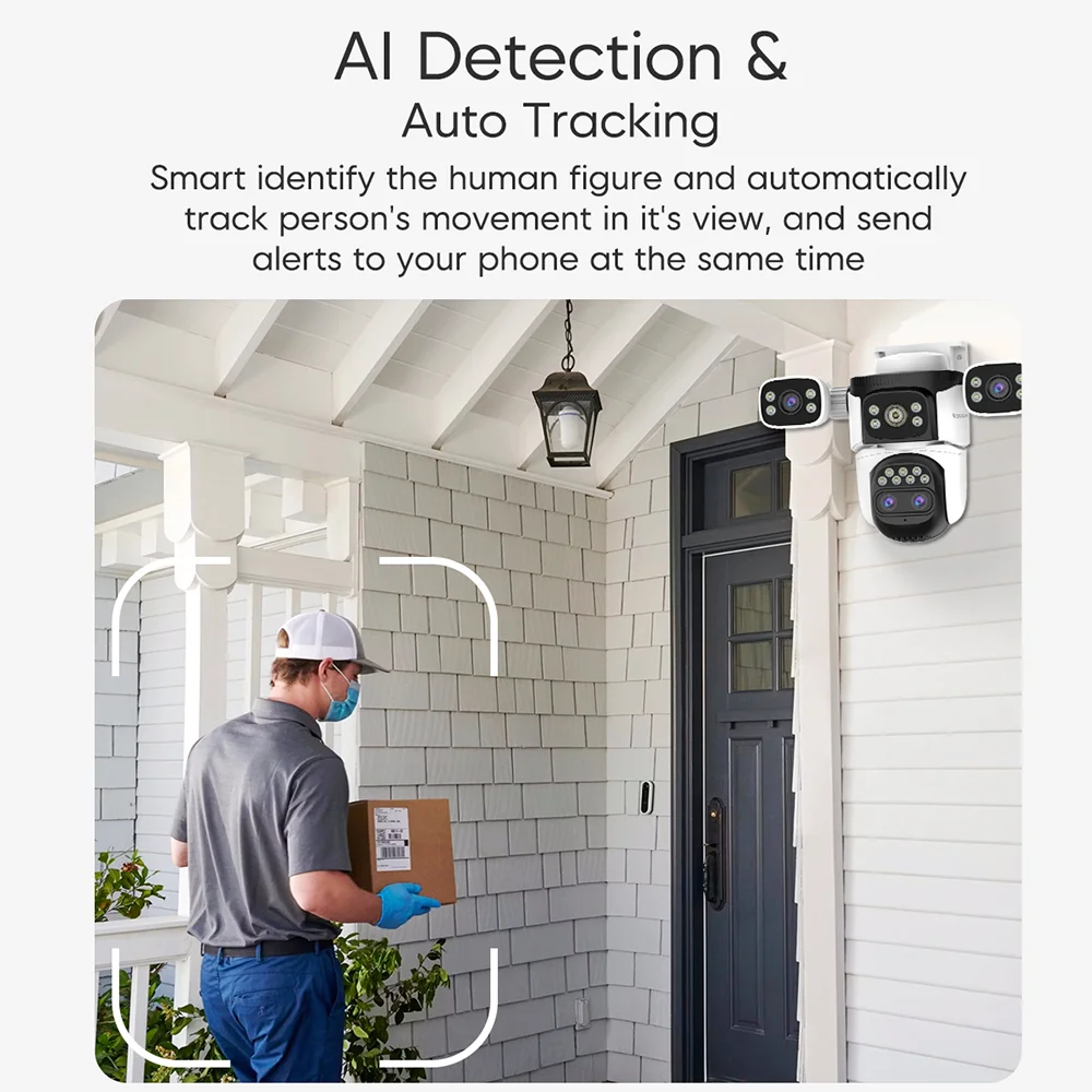 VSTARCAM 8MP 2K 4렌즈 보안 카메라 실외, 10배 줌, 인간 감지, 컬러 야간 투시경, 팬 및 틸트, 양방향 오디오