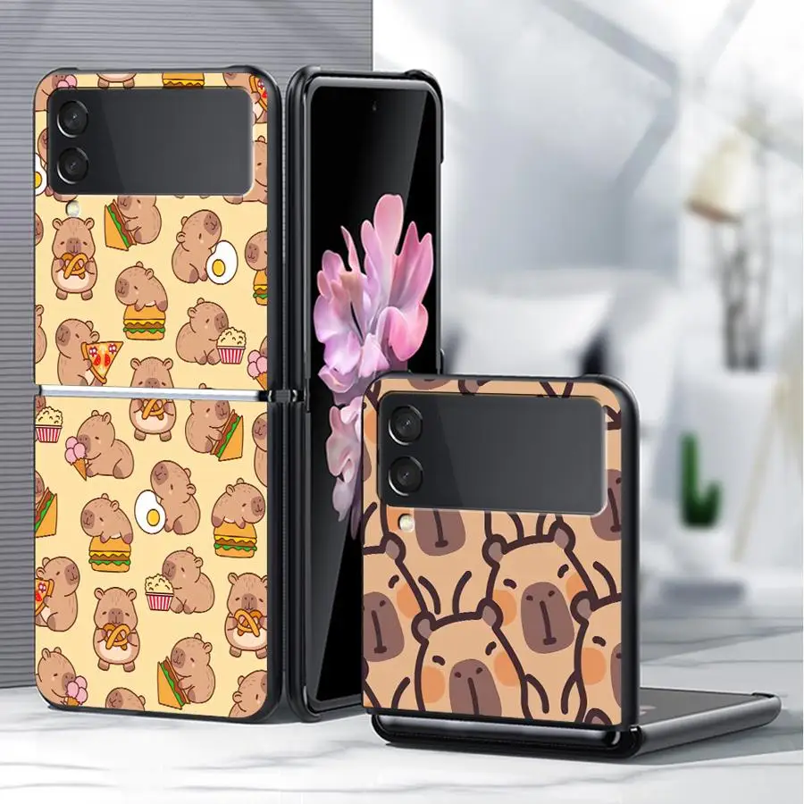Cartoon Capybara Hartschalen-Handyhülle für Samsung Galaxy ZFlip4 ZFlip3 ZFlip5 ZFlip7 FE ZFlip6 Z Flip 7 6 5 4 3