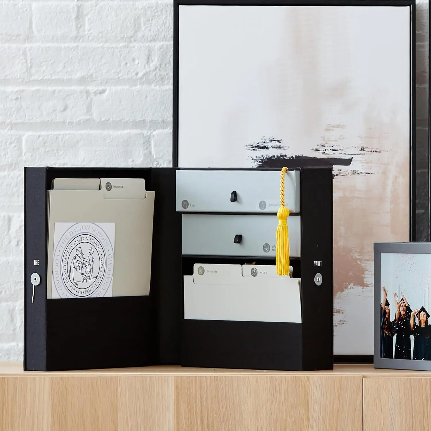 منظم مكتب الكل في واحد باللون الأسود منتصف الليل - 10 ملفات، درجين لتخزين المكاتب والمنزل