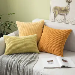 Juste de coussin en velours côtelé, grande taie d'oreiller en peluche, 35 cm, 45 cm, 50 cm, 60 cm, 70cm, canapé, maison, décoration de lit