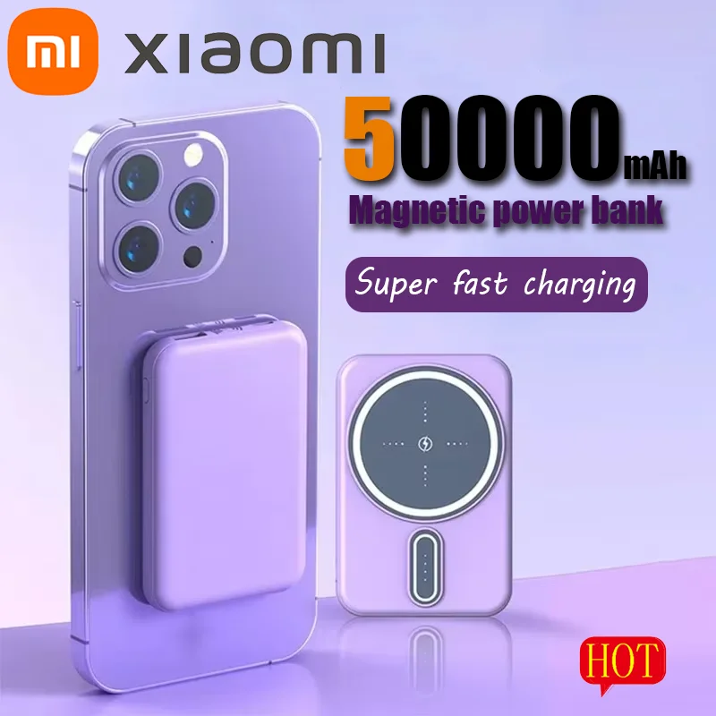 Xiaomi 50000mAh Wireless Magnetic Power Bank Super Fast Charging Portable Battery Charger For iPhone Huawei Samsung 2025New