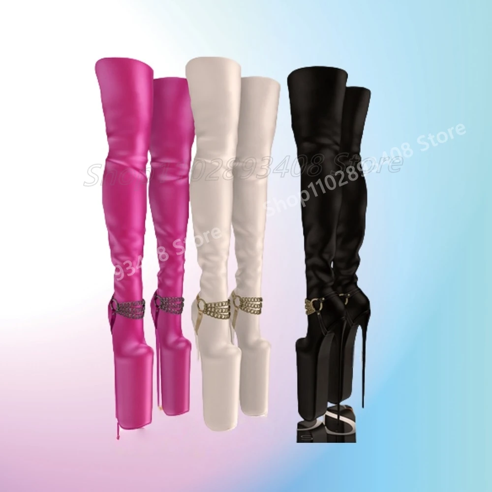 

Front Metal Chain Decor Sexy Over the Knee Boots Platform Dance Stiletto High Heel Fashion 2025 Women Shoes Summer Para Mujere