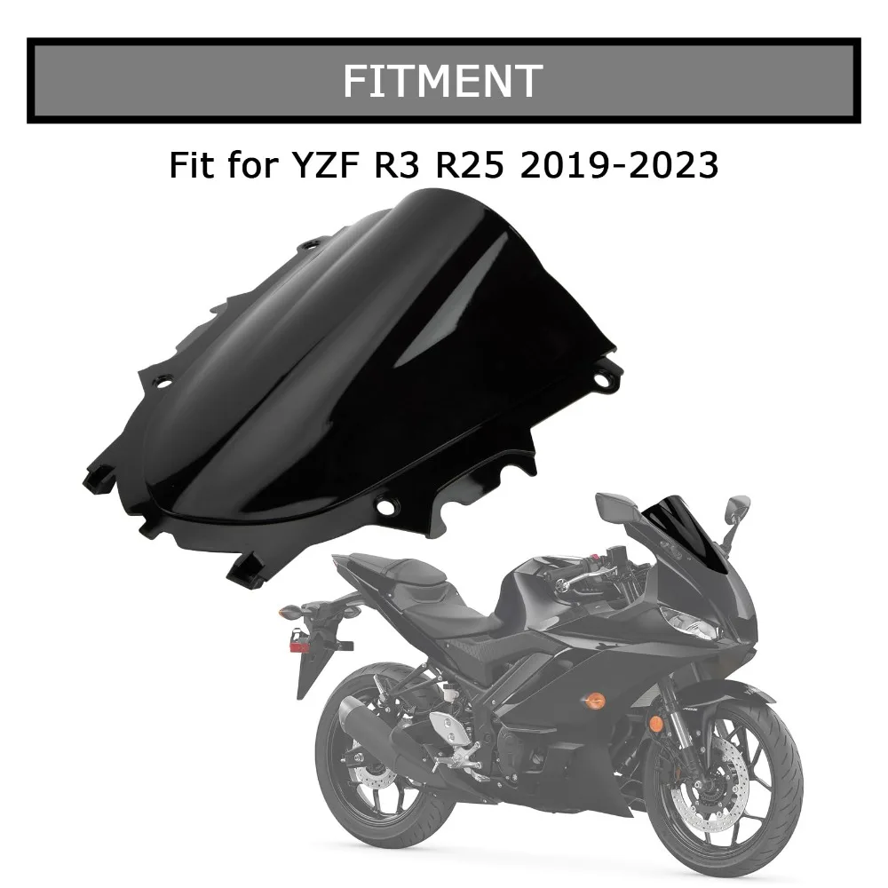 For Yamaha YZF R3 R25 2019-2025 Motorcycle Windshield Windscreen Double Bubble for YZF R3