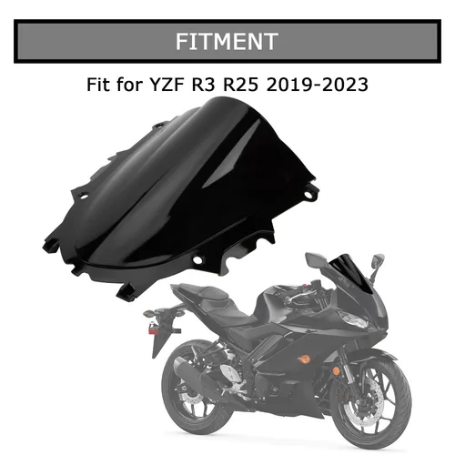 Imagen 2 del producto Parabrisas de motocicleta para Yamaha YZF R3 R25 2019-2025, doble burbuja para YZF R3