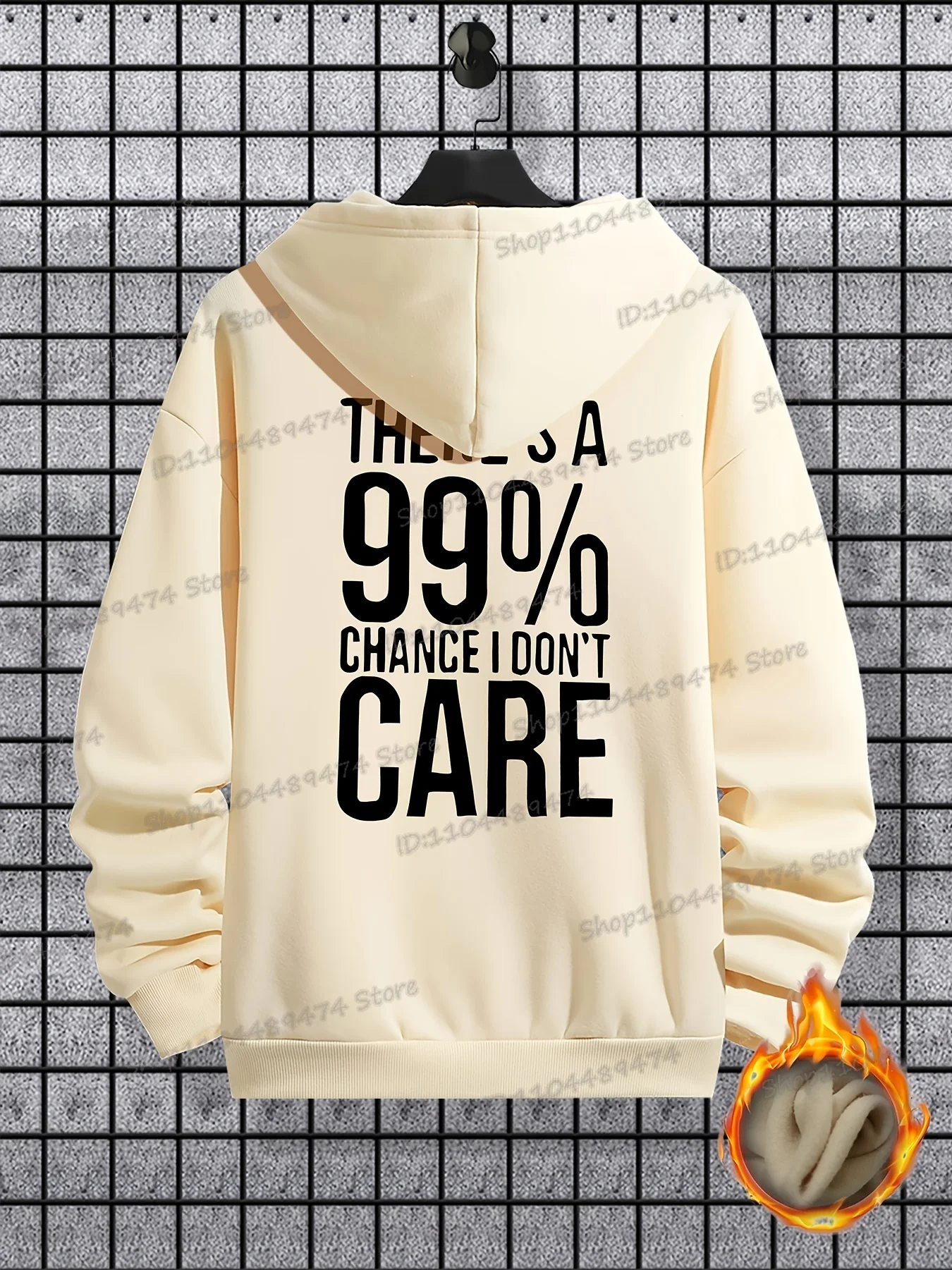 "There's A 99% Chance I Don't Care" Print Fleece Hoodies with Pocket Men Women Casual Pullover Funny Sarcastic Quotes Hooded