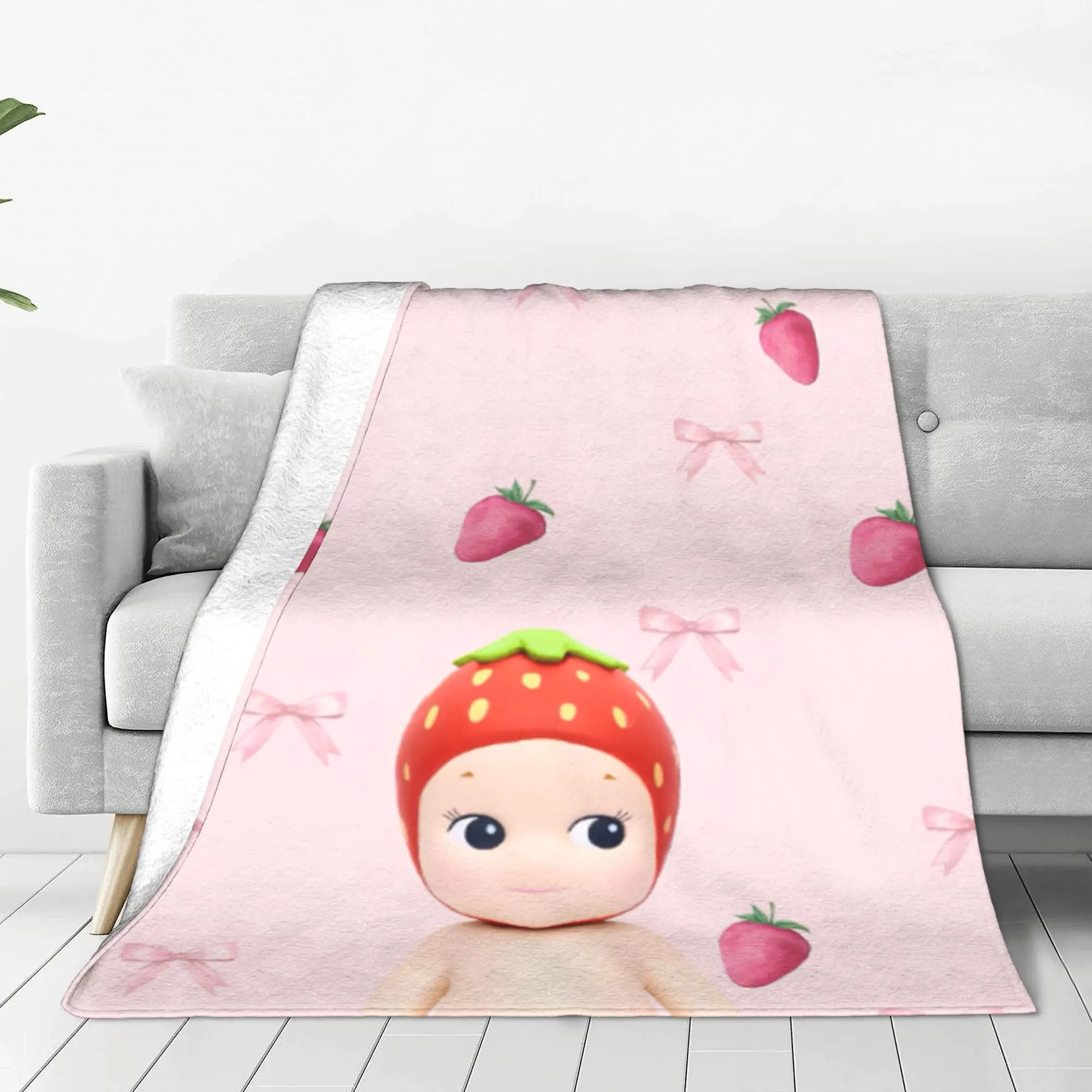 Sonny Angel Strawberry Blanket Cozy Soft  Throw Blankets for Sofa 50x60 Inch Multi-size Bedspreads