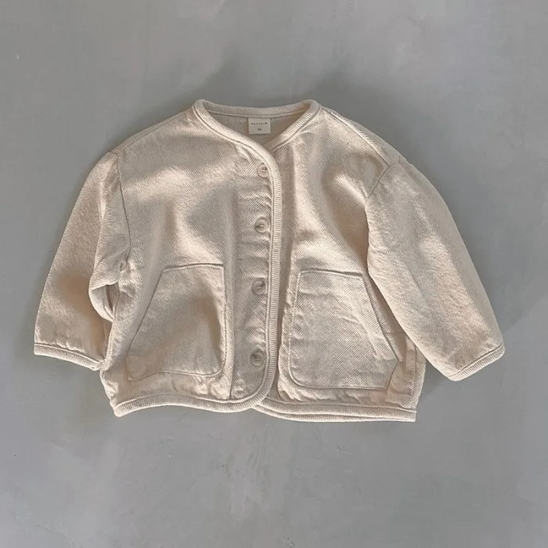 Bellbell Autumn Kids Girls Denim Jacket Ins 1-6Yrs Baby Girl Round Collar Outerwear Versatile Toddler Infant Girls Cardigan Coat