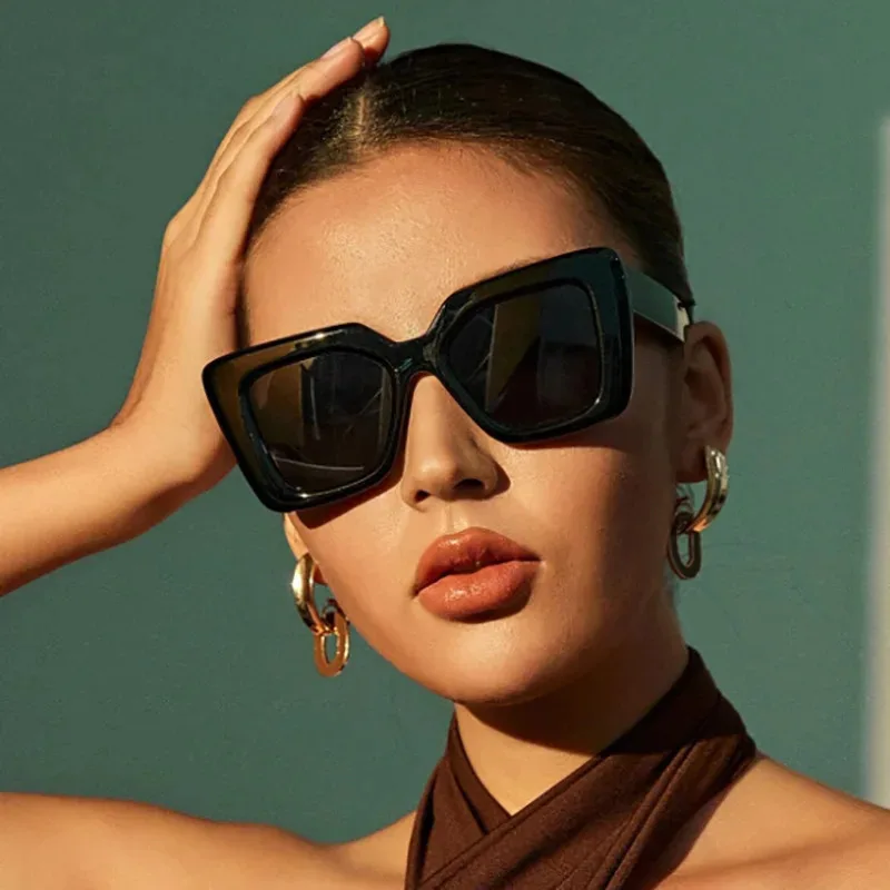 Neue Vintage Sonnenbrille Frauen Männer Platz Großen Rahmen Sonnenbrille Weibliche Marke Designer Retro Shades Mode Cat Eye Oculos De Sol ﻿