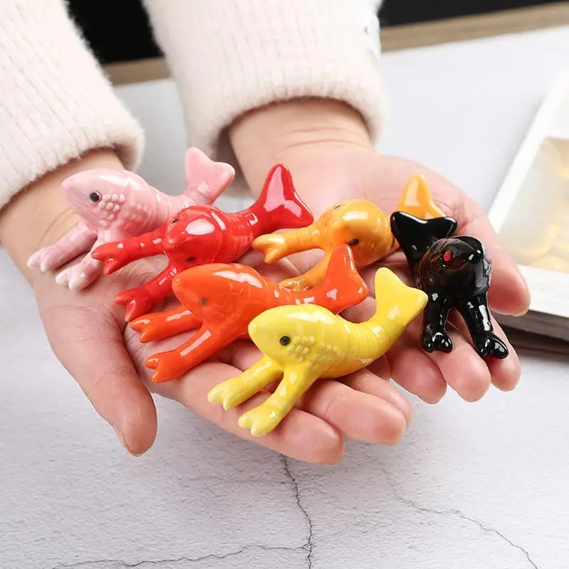 -Cute Vivid Ceramic Crayfish Chopstick Rest Smooth Glossy Surface 1Pcs Fun Table Decor for Holiday Dinner Party view 4