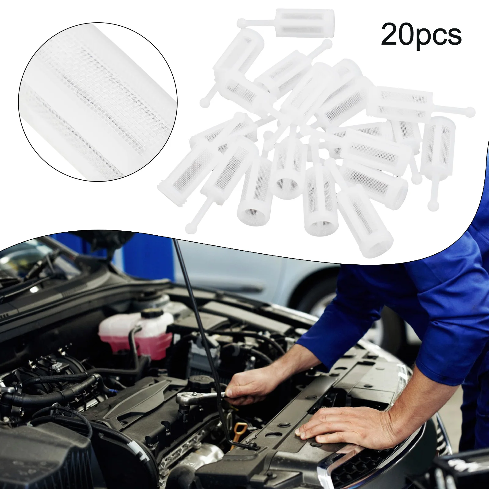 20pcs Car Paint Strainer White Paint Filters Spray Tool Disposable Feed Strainers Mesh Maintenance Automotive Accessories