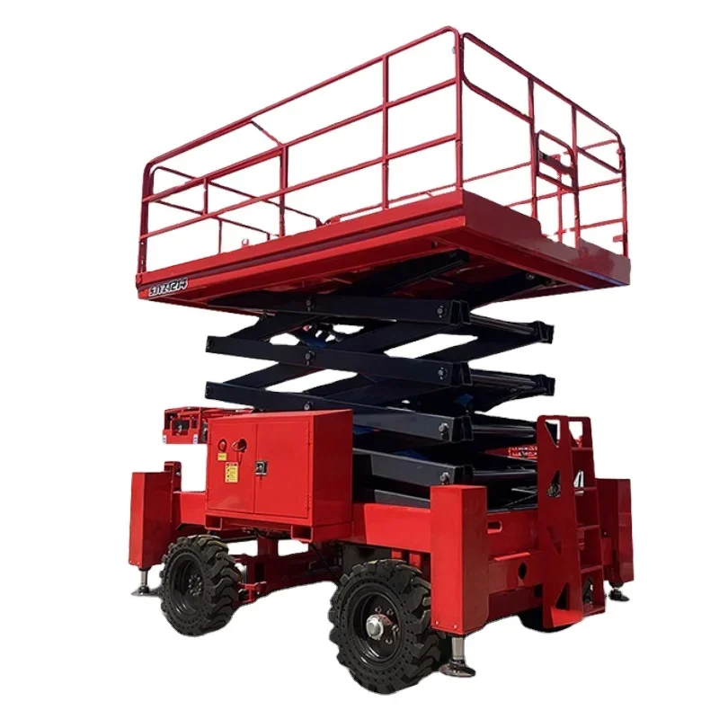 6m 8m 10m 12m 14m Off-road Wheel Full Electric Mobile Scissor Lift Platform Price