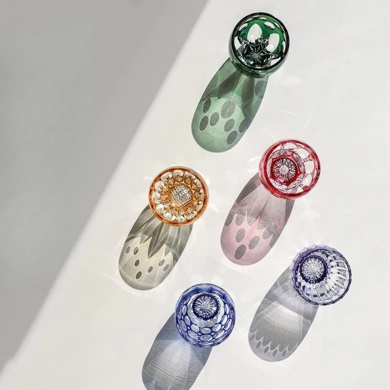 Crystal glass cherry blossom Baijiu cup flower wine glass light luxury gift