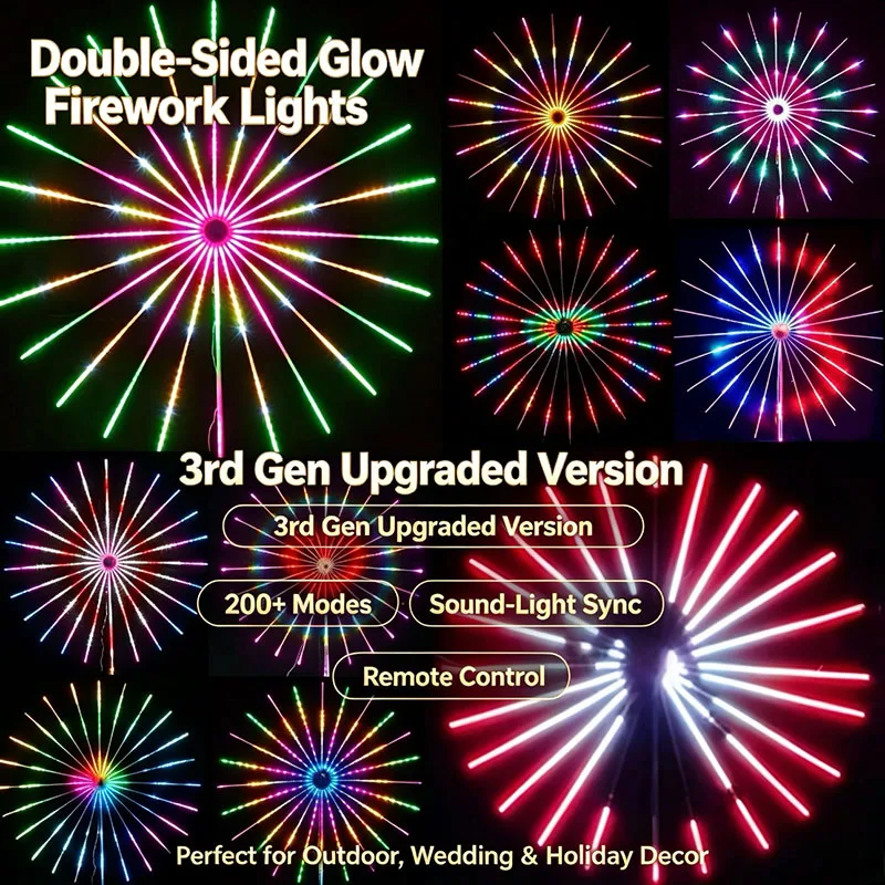 Adjustable Brightness RGB Firework Light Built‑in Speakers Remote Control Yard Lamp