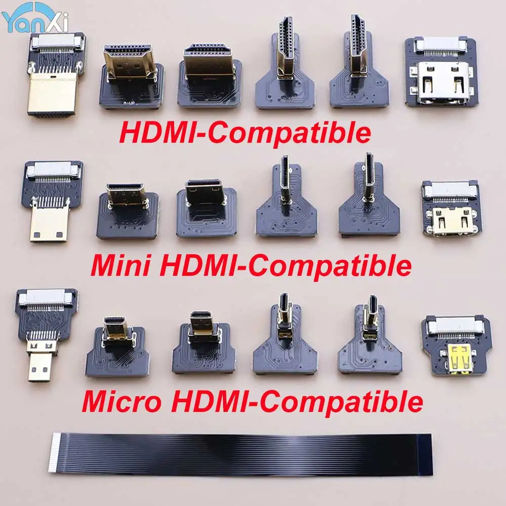  Micro/Mini HDMI-compatible Connector Flexible Cable FPC Ribbon Flat FPV Cable Adapter For TV Projector Multicopter Aerial Phot