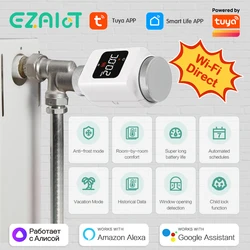 WiFi TRV Thermostat Tuya Radiator Actuator Valve Smart Programmable Temperature Controller Alexa Google Home Voice Control