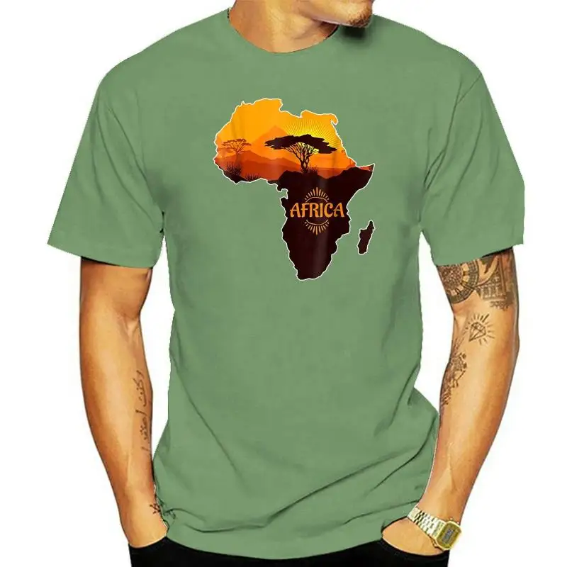 African Savannah Wildlife Safari T-Shirt Africa Map Discount  New Fashion Summer New Arrival Men Short Cute T Shirts