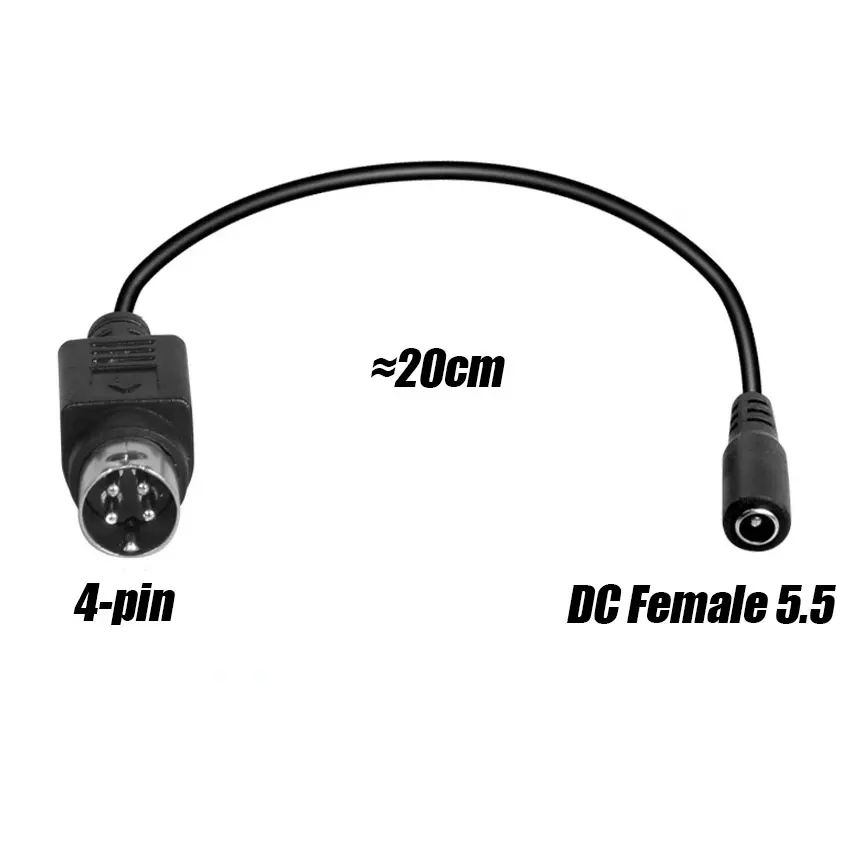 Female 5.5*2.5mm to male 3-Pin / 4-Pin Cable Lead For SATO TG-5011-19V-ES Just a 4-Pin cable For TV LCD VCR power supply