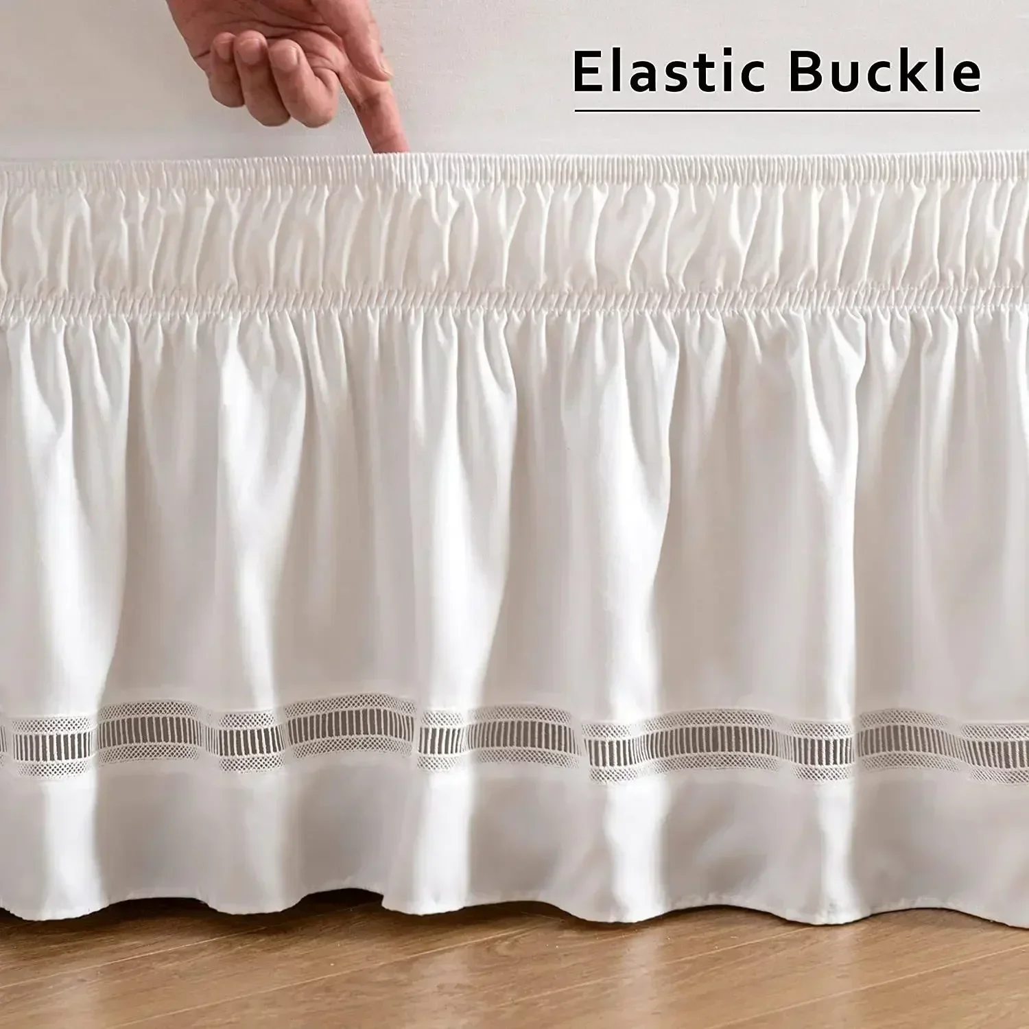 Bed Skirt White Wrap Around Elastic Shirts Without Bed Surface Skirts Twin/Full/Queen/King 40cm Height Home Hotel Use
