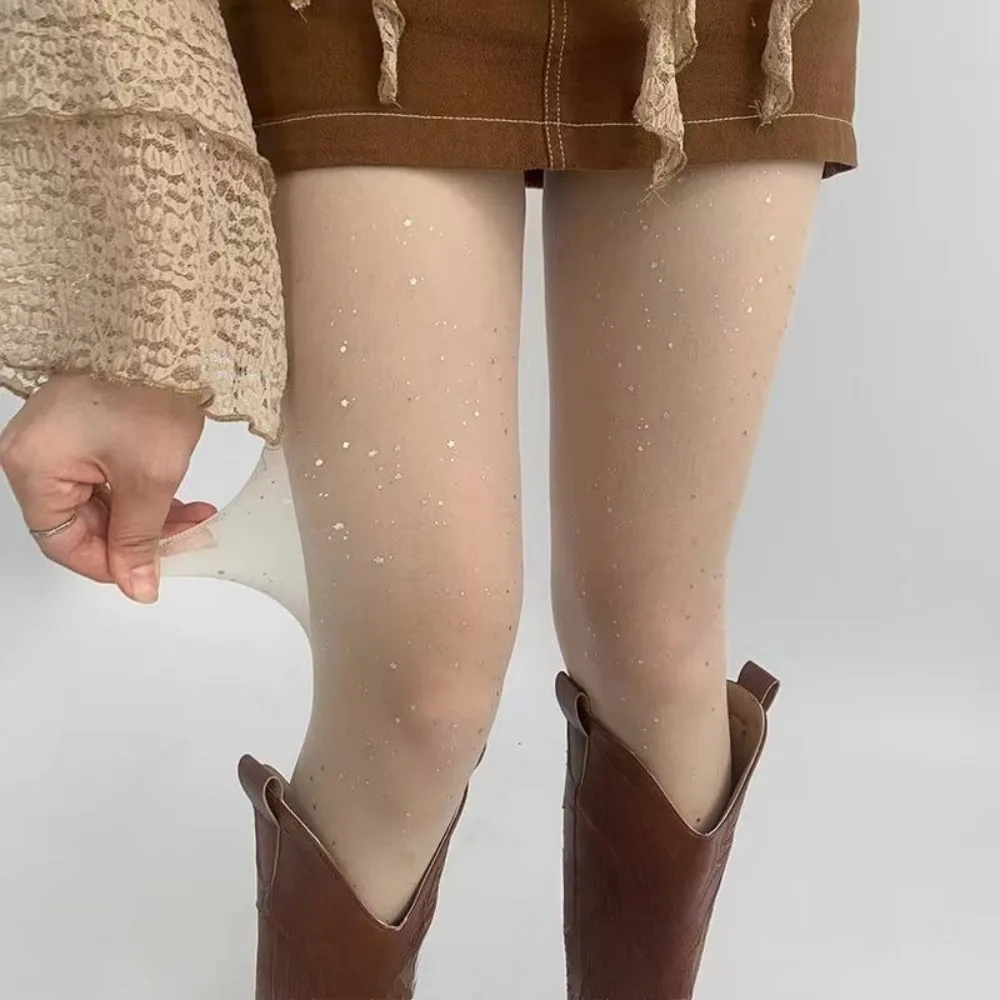 

Bling Rhinestone Pantyhose Women Sexy Diamond Fishnet Long Sock Breathable Ultra-Thin Silk Stocking Girls Anti Snag Shiny Tights