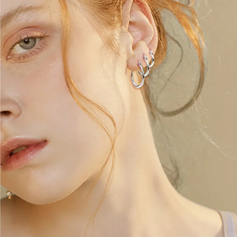 

4 Pairs Hoop Earrings Set Stainless Steel Cute Gold Huggie Earrings for Women Rounded Small Hoop Earrings 10/12/15/20MM