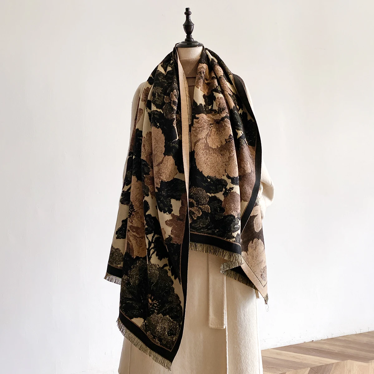 Frauen Imitation Kaschmir Schals Design Dicke Decke Pashmina Warme Schal Wrap Halstuch Weibliche Plaid Bufanda Winter Bandana – Detail 5