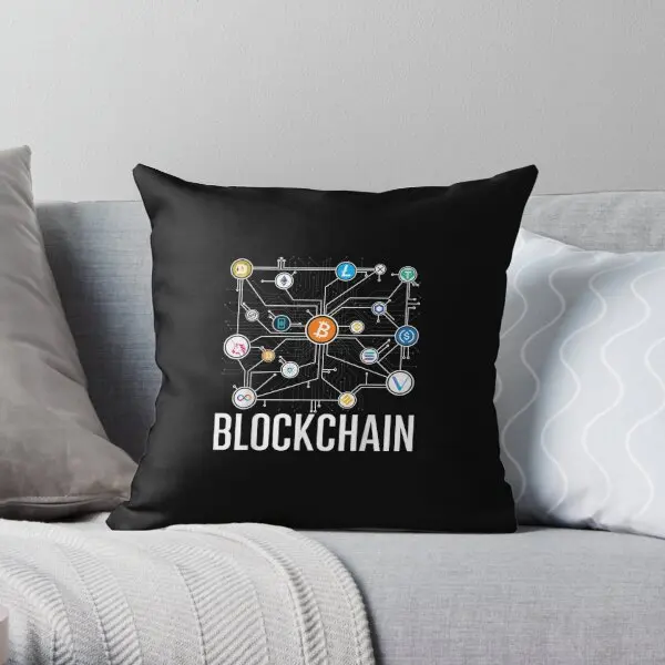 Cryptocurrencies Bitcoin Ethereum Cardan  Printing Throw Pillow Cover Home Car Fashion Decor Pillows not include One Side