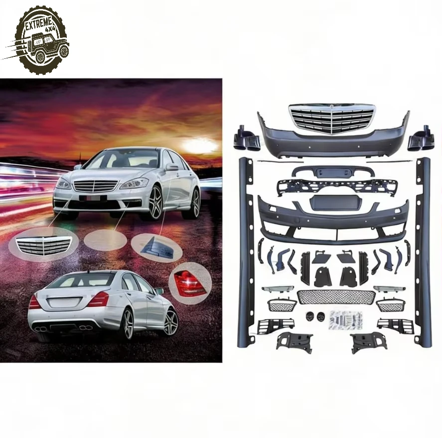 

Perfect Bodykit System for S Class W221 2007-2014 Upgrade to S65 Bumpers Side Skirts Lamps Rear Mirror Car Style Body Kit