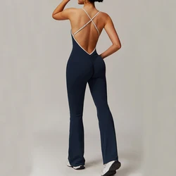 Fitness Jumpsuit Sportswear Women Gym Set Cross Adjustable Sports Bodysuit Running One Piece Yoga Suit Sexy Backless Romper