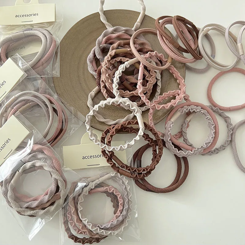 5 basic hair rope net red simple head rope female high elastic hair ring girl tie hair rubber band leather case