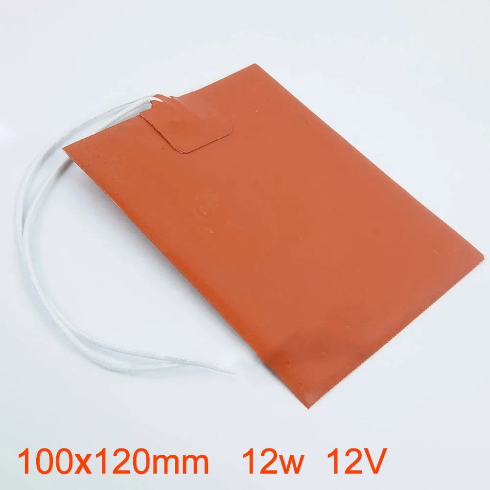 100*120*1.5mm Siliconen Heater Mat 12V 12W Isolatie Prestaties Goede Verwarming Snel opwarmen Voor Printer Verwarmd Bed Elektrisch Gereedschap