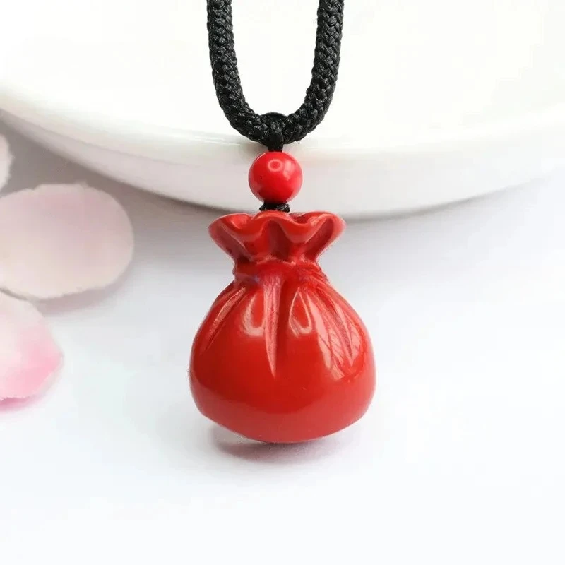 

Натуральная сумка Vermilion с благословением, кулон, сумка для денег, ожерелье с красным песком, красивые модные ювелирные изделия, подарки для мужчин и женщин