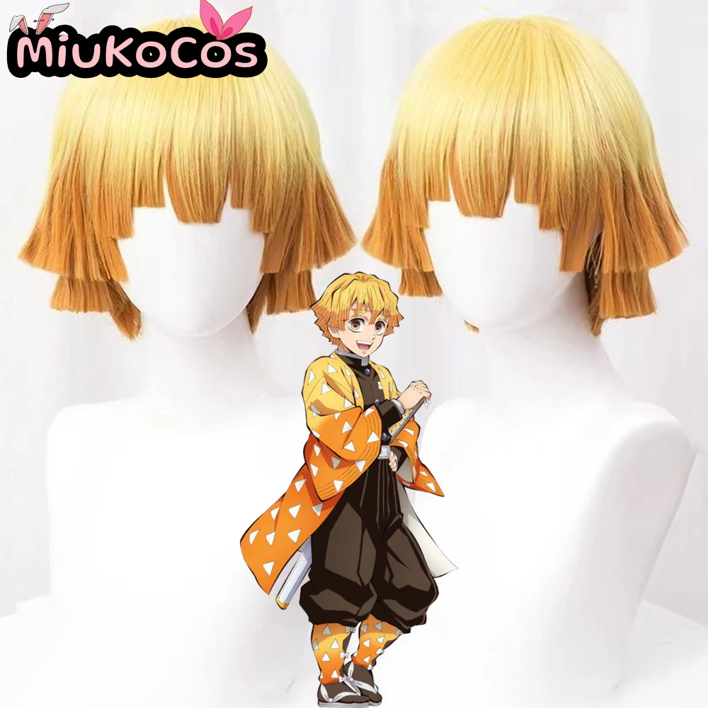 EN STOCK Zenitsu Agatsuma Cosplay peluca MiukoCosplay Anime Demon Slayer Cosplay