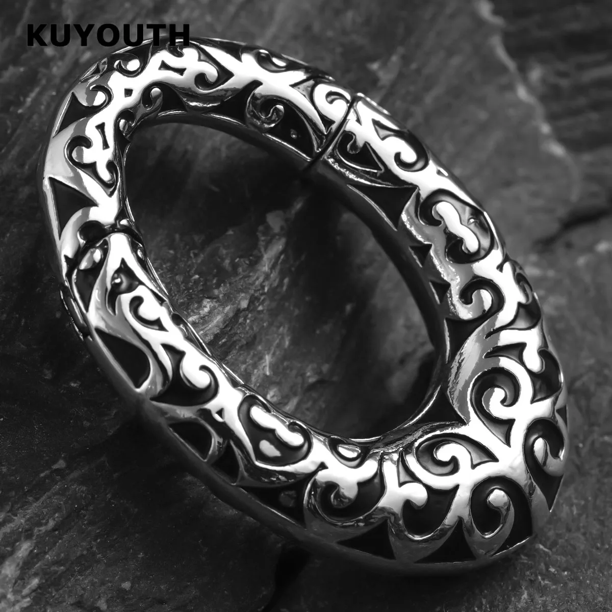 

KUYOUTH Vintage Floral Pattern Copper Ear Weight Expanders Gauges Stretchers Oval Body Earring Piercing Jewelry 2PCS