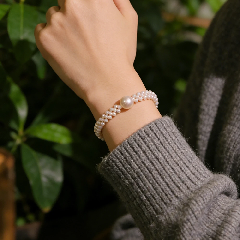 

Высококачественный трехслойный тканый браслет из натурального жемчуга, элегантные простые браслеты для женщин, очаровательный браслет, ювелирные изделия, аксессуары для девочек