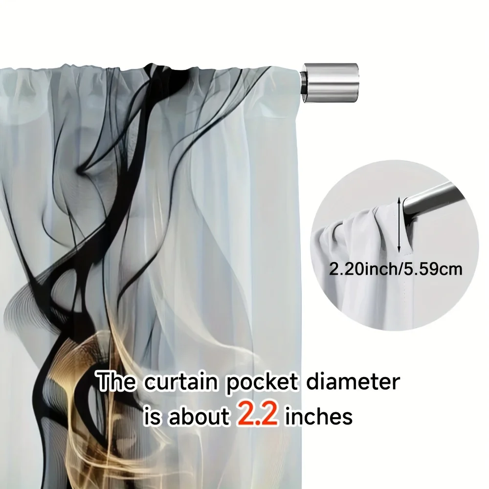Modern Abstract Curtain 2pcs Pair Luxury Black Gold Flowing Drapes for Living Room Window Curtain Panel Home Decor