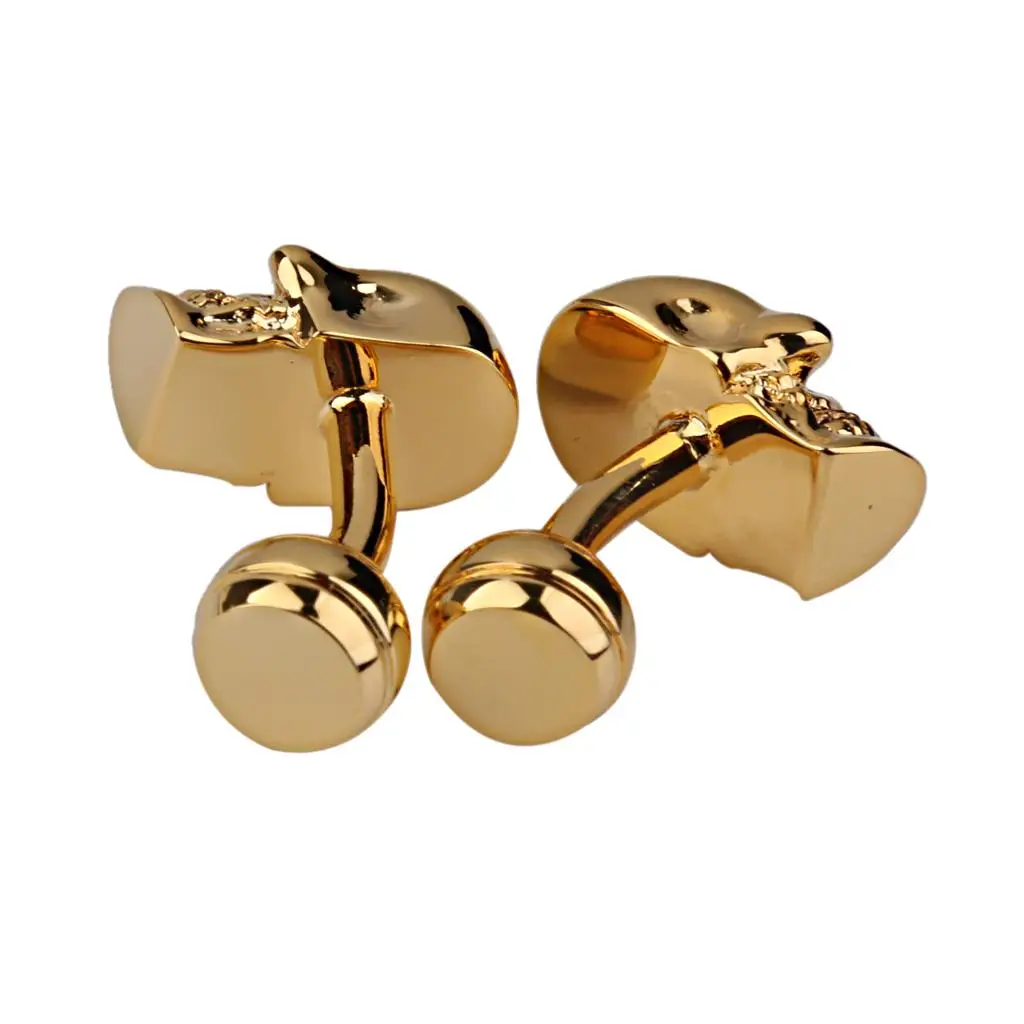 Gold Skull Cufflinks Trendy Copper Men’s Cuff Links Birthday Favor for Wedding or Business Meeting
