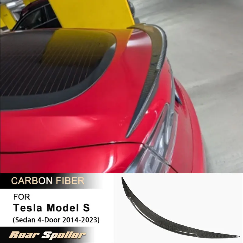 

Автомобильный задний спойлер багажника, крылья для Tesla Model S Sedan, 4-дверный 2014-2023, задний спойлер, багажник, крыло, комплект кузова, полностью углеродное волокно, FRP