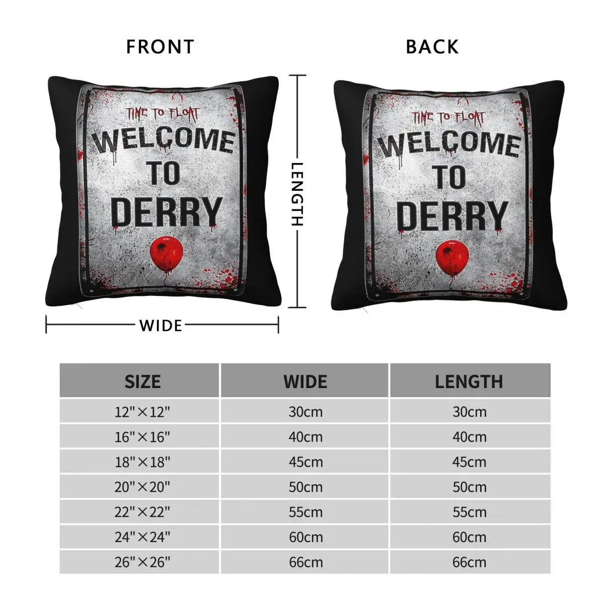 Welcome To Derry Pennywise It Square Pillowcase Polyester Linen Velvet Printed Zip Decor Pillow Case Car Cushion Cover