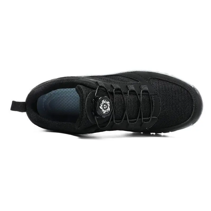 2025Male Sneakers Stylish Rotating Buckle Hiking Boots Solid Color Comfortable Non-slip Sporty Shoes Plus Size Men Shoes Leather - Image 3