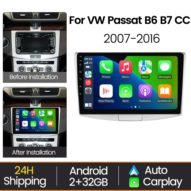 

Беспроводной мультимедийный проигрыватель MEKEDE Android Auto Carplay для Volkswagen VW Passat B6 B7 CC 2007-2016, автомобильная магнитола с GPS и аудиосистемой
