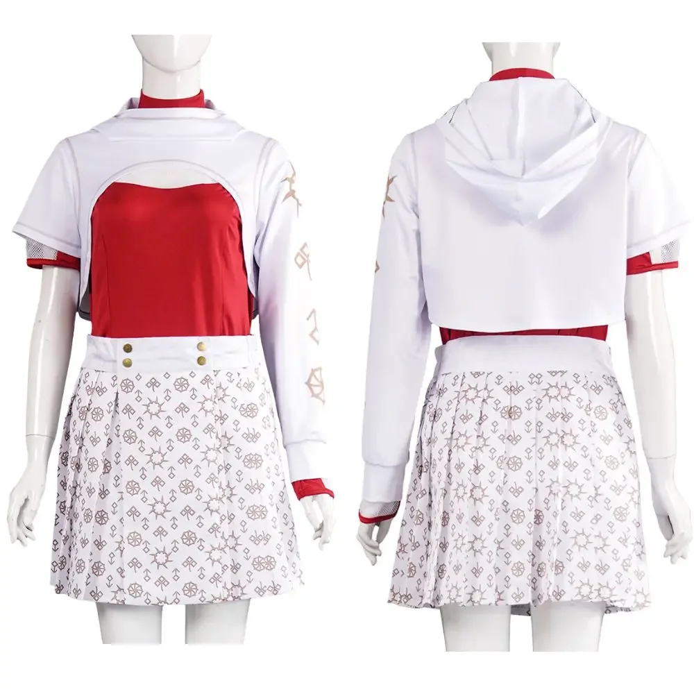 

Zombies 4 Movie Addison Cosplay Costume Disguise for Women Girls Skirt Hooded Set Roleplay Outfits Halloween Suit