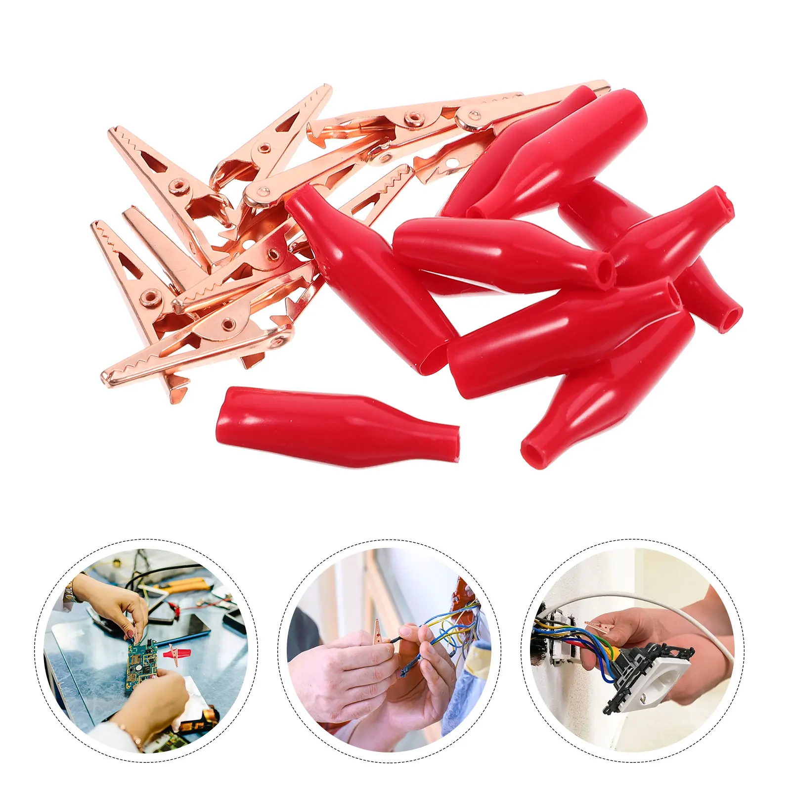 

10 Pcs Electric Wire Copper Sheath Clip Electrical Test Leads Electronic Equipment