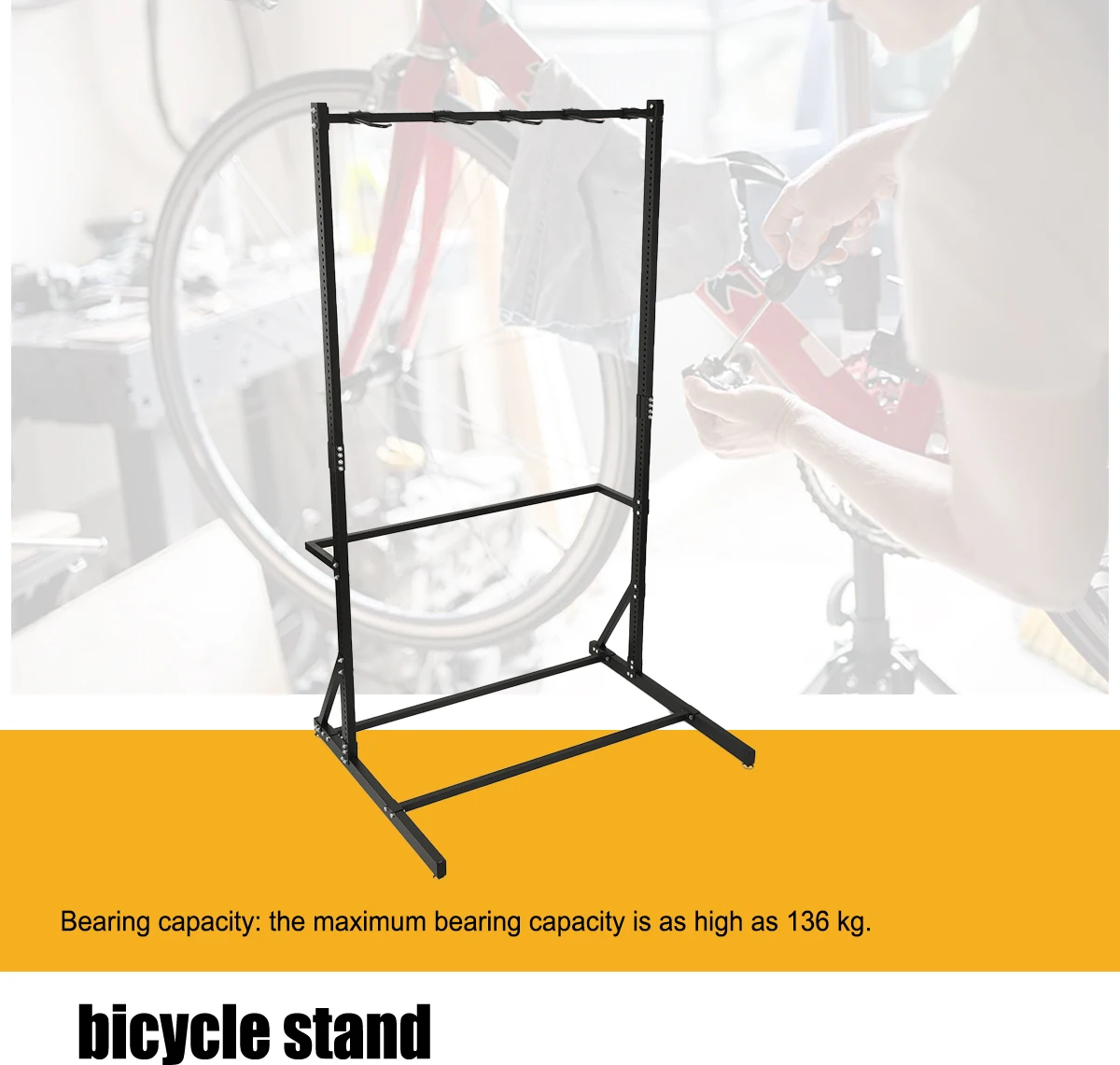 5-Fahrrad-Vertikalständer mit 5 robusten Haken aus Kohlenstoffstahl, Tragkraft 136 kg, freistehender Fahrradständer, platzsparender vertikaler Fahrradständer für die Garage – Detail 6