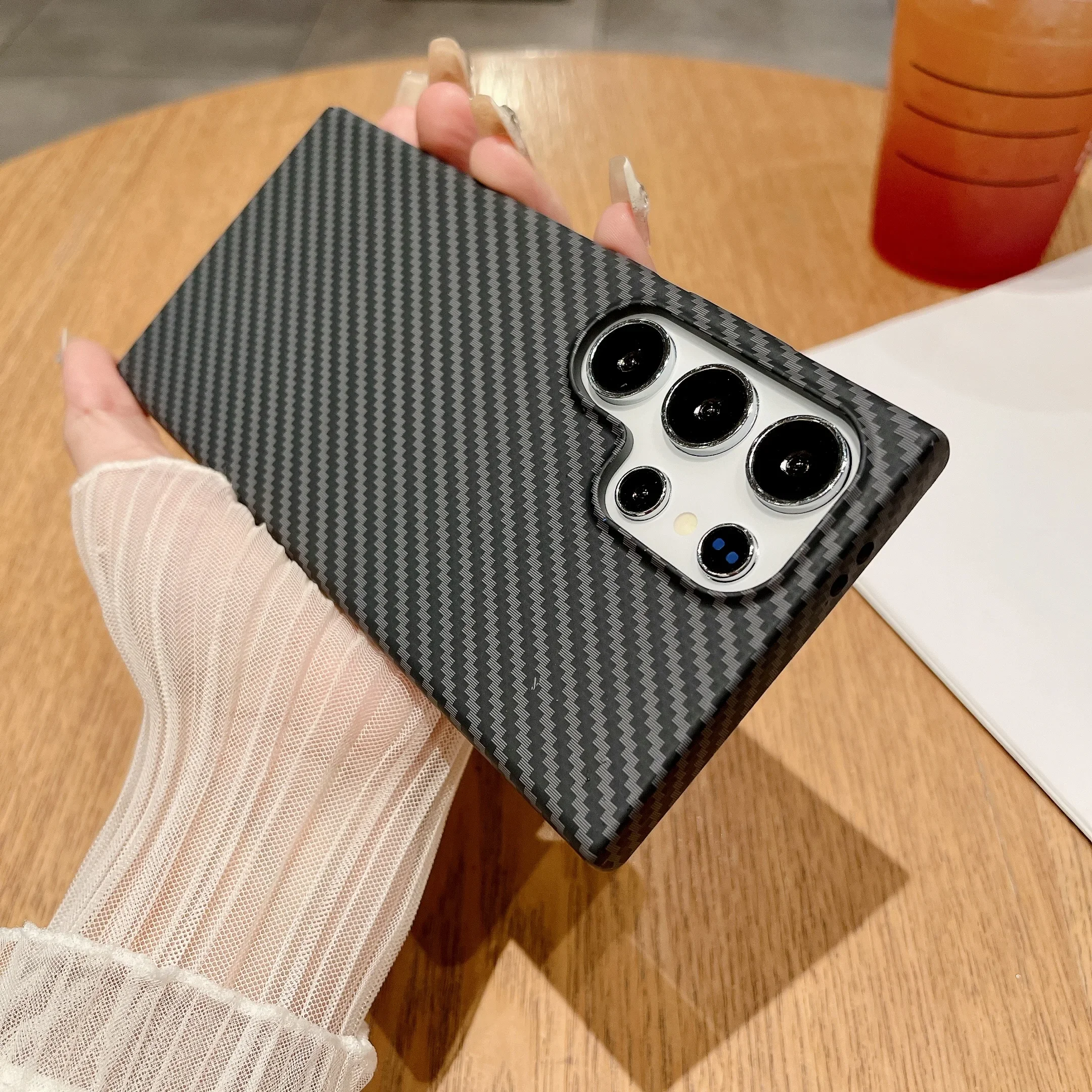 Ultra Thin Carbon Fiber Texture Armor Magnetic For Magsafe Case For Samsung S25 S24 S23 S22 Note 20 Ultra 10 Plus Hard PC Cover