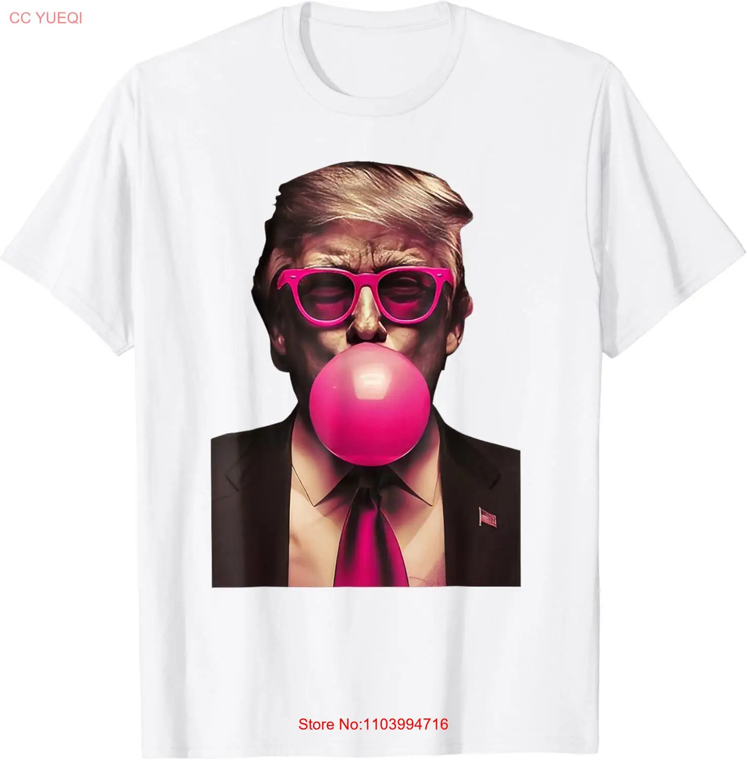 Trump Bubble Gum Funny T-Shirt Small, White